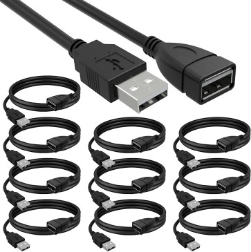 SaiTech IT (10 Pack) Speed USB 2.0 Extension Cable 480Mbps Male A to Female A for Laptop/PC/Printers - 3 Feet - 1M