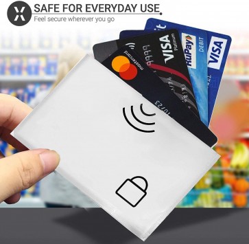 Storite 10 Pcs RFID Sleeves Credit Card Sleeve, Aluminium Foil Credit Card Protector Sleeves Blocks Credit Cards Transfer of Pickpocketing (10.5 x 7 cm, Silver)