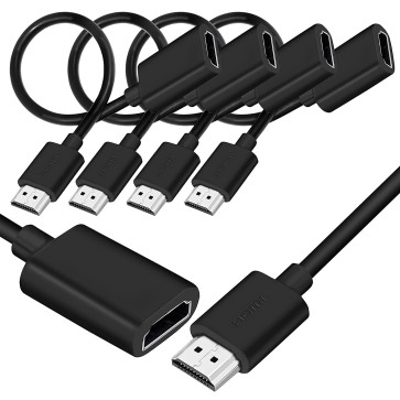 SaiTech IT 4 Pack 19 Pin Male to Female HDMI Extension Cable Support 4K 1080P HDMI Extender Adapter Compatible for TV Stick DVD HDTV LCD HD TV – (30cm, Black)