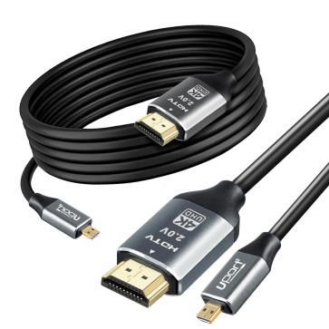 UPORT Micro HDMI To HDMI Cable With High Speed,4K@60HZ (2.0 V), Connect TO Camera, Laptop,CCTV,Projector,Monitor (6 feet / 1.8 Meters)