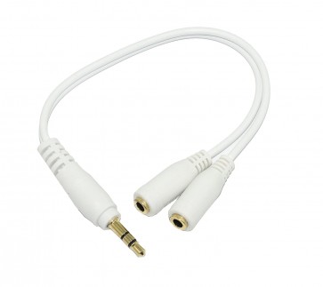 Storite 3.5mm Jack 1 Male to 2 Female Stereo Headphone Earphone Jack Y Splitter Audio Adapter Cable (White)