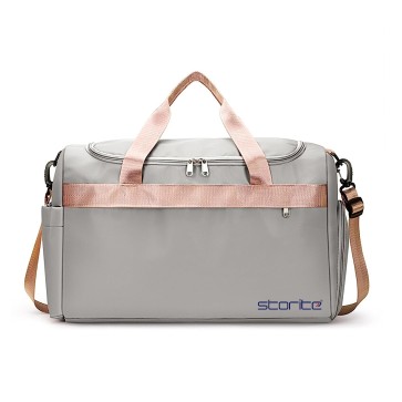 Storite Nylon 44 Cm Imported Travel Duffle Bag for Women Sports Gym Shoulder Bag with Shoe Compartment Weekender Overnight Travel Luggage Bag - (Grey - 44x28x20 Cm)
