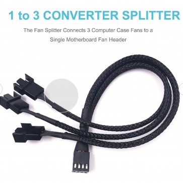 Storite 2 Pack 4 pin 3 Ways Y Splitter Computer PC Fan Power Extension Cable Black Sleeved 26 cm