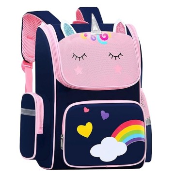 Storite Cute School Backpack for Kids, Lightweight, Waterproof, Anti Slip Spine Buckle School Bag for Birthday Gift (Unicorn)