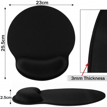 RiaTech Ergonomically Designed Non-Slip Rubber Base Anti-Skid Mouse Pad with Memory Foam Wrist Rest Support, Water Resistance Gaming Mouse Mat for Computer & Laptop (D Shape ,255 x 230 x 3mm)