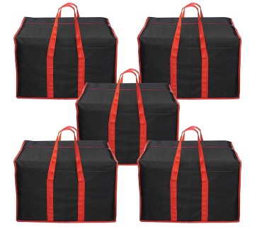 DAHSHA 5 Pack Multi-Purpose Storage Bag/Clothing Storage Organiser/Toy Storage Bag/Stationery Paper Storage Bag with Zipper Closure and Strong Handle (57x36.8x40.6cm)