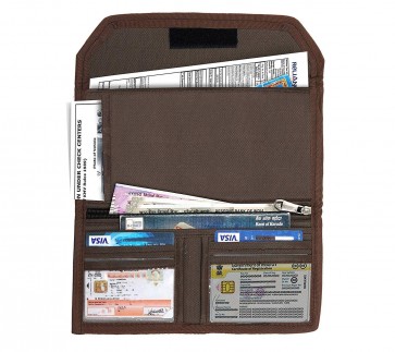 Storite Nylon Two Wheeler Document Holder, Vehicle / Car Document Storage Wallet for Registration & Insurance Card – 24 x 12 cm - (Brown)