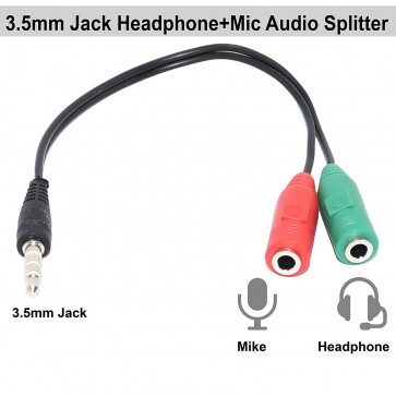 Wholesale 3.5mm Audio Jack to Headphone Microphone Splitter Converter Adaptor Cable