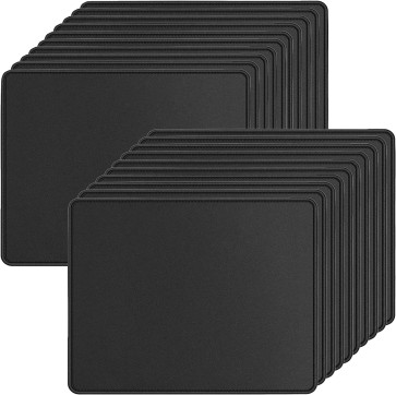 20 Pack Mouse Pad with Stitched Edges Mousepads Bulk Non-Slip Rubber Base, Waterproof Coating Mouse Pads for Computers, Laptop, Office & Home -(250mm x 210mm x 2mm) - Black