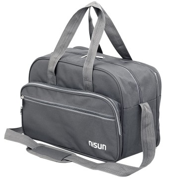 NISUN Nylon Multipurpose Weekender Travel Clothes Storage Duffel Bag with Adjustable Strap for Men & Women - (Grey, 41 x 22 x 28 cm)