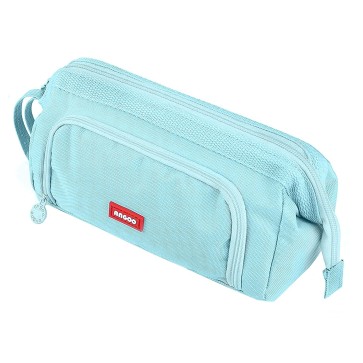 Storite Canvas Pencil Case, Handheld Pen Pouch, Pencil Case for Kids, Large Capacity Pencil Pouch with Zipper, Portable Stationery Storage Pouch for School (Light Blue)