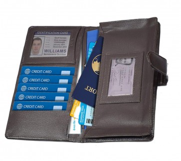 RiaTech Travel Passport/Chequebook Holder Personal Organiser Kit for Passport, Bank Cards Tickets Currency Travel Wallet for Men and Women - Brown