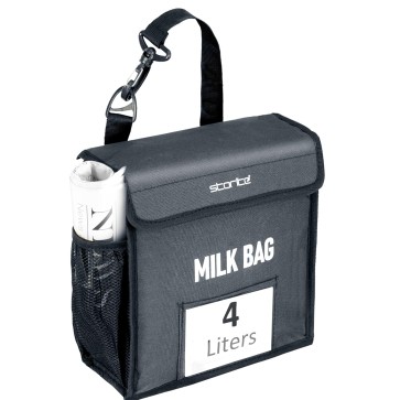 Storite Fold Top Milk Bag for Door Hanging - Insulated and Waterproof Storage for Milk Sachets, Bottles, Outdoor Gate Delivery Basket Box with Pocket for Notes and News Paper (23x11x23 cm) (Grey)