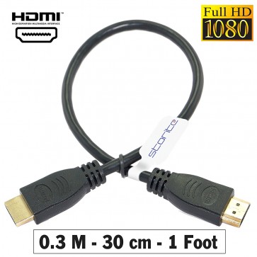 Storite HDMI 30 cm Cable TV Lead 1.4 High Speed Ethernet 3D Full HD 1080p - Support All HDMI Devices - Black