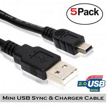 SaiTech IT 5 Pack USB 2.0 A to Mini 5 pin B Cable for External HDDS/Camera/Card Readers - 27cm(0.88 feet)