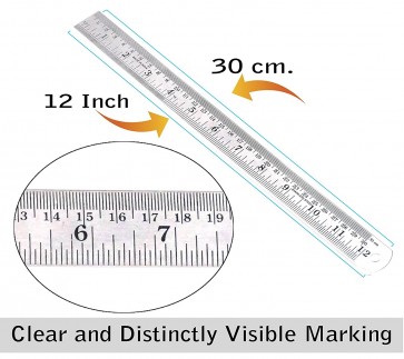 Wholesale Stainless Steel Ruler 12 inch / 30 cm Straight Measuring Tool with Conversion Table