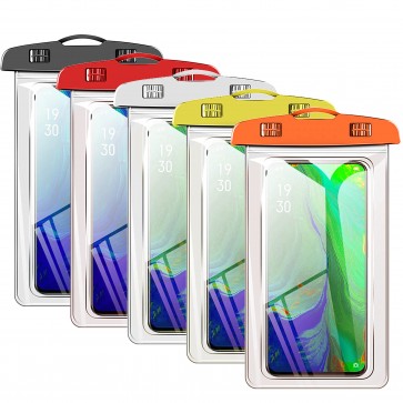 Storite 5 Pack Waterproof Swivel Lock PVC Transparent Mobile Cover Pouch Universal Cellphone Dry Case for Protection in Rain for Mobile Phones 6.5 inch