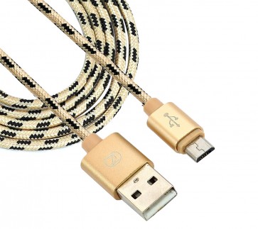 Nylon Braided  Long USB 2.0 Micro Fast Charging Data Transfer Cable 2.4A for Smartphones - 1m