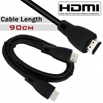 Storite 19 Pin 90cm High Speed HDMI Male to Male Cable Compatible with Laptop, PC, Projector & TV-Black