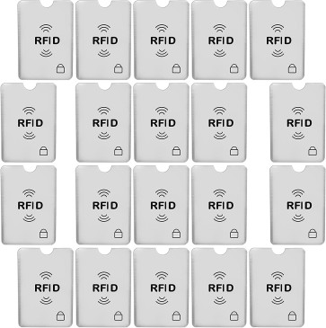 SAITECH IT 20 Pcs RFID Blocking Credit Card Holders Sleeves for Identity Theft Protection, Perfectly Fits in Wallet/Purse-Silver