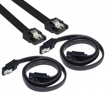 Storite 40 cm Straight with Locking Latch Cable Compatible with SATA I/II (Black), Pack of 2