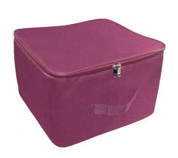 Storite Nylon Wardrobe Bag Underbed Moisture Proof Cloth Storage Organiser with Zippered Closure & Handle (Magenta, 38x35.5x25.4 cm)