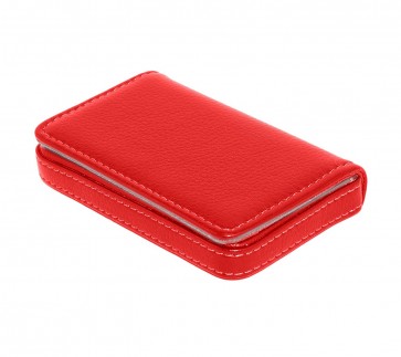 Wholesale Stylish Pocket Sized Stitched Leather Visiting Card Holder For Stylish Women - Cherry Red
