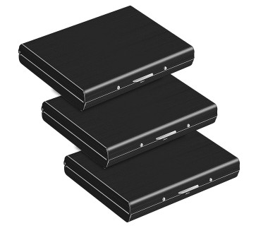 Dahsha 3 Pack 8 Slots Steel RFID Blocking Metal Credit Card Holder Wallet for Men & Women (9.5cm x 6.5cm x 1.5cm ,Black)