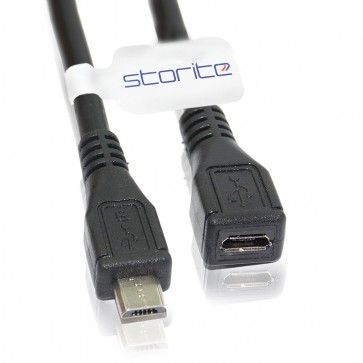 Storite Micro USB Type B Male to Female M/F Extension Extender Charging Cable Cord (30cm - 1 Foot - 0.30m)