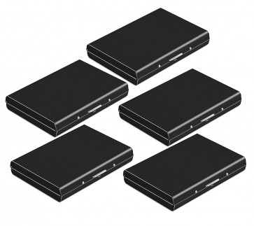 Storite 5 Pack 6 Slots Stainless Steel RFID Blocking Metal Credit Card Holder (Black)