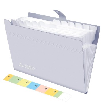 NISUN 12 Pocket Expanding File Folder Accordion Document Organizer, Adjustable Buckle Folder Pocket Folder for School Office Home (Grey)