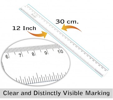 Wholesale Plastic Ruler Scale 12 inch / 30 cm Straight Measuring Tool for Student School, Office