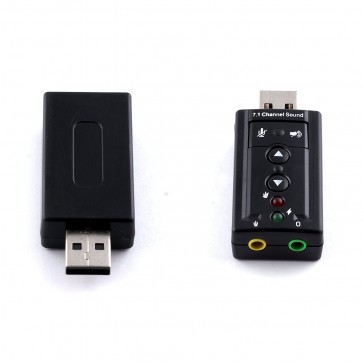 Wholesale  7.1 Channel USB External Sound Card Audio Adapter With Mic - Black
