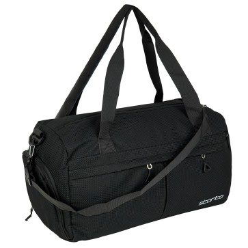 Storite Nylon 44 Cm Travel Duffle Bag for Women with Separate Dry and Wet Pocket, Lightweight Waterproof Luggage Bag with Shoe Compartment (Black, 44 x 23 x 20 Cm)