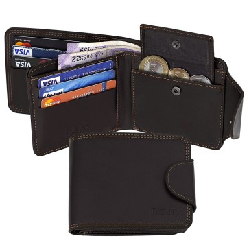 Storite 7 Slot Pu Leather Large Debit Credit Card Holder Wallet Coin Purse for Men & Women (Dark Brown, 10x 12 cm)