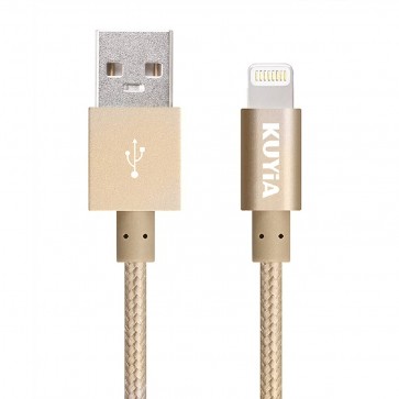 Apple MFi Certified 1m Nylon Braided Lightning Cable for iPhone, iPad and iPod, Super-fast Charging up to 2.4Amps-Golden