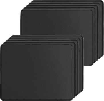 10 Pack Mouse Pad with Stitched Edges Mousepads Bulk Non-Slip Rubber Base, Waterproof Coating Mouse Pads for Computers, Laptop, Office & Home -(250mm x 210mm x 2mm) - Black