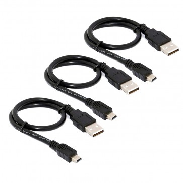 SaiTech IT USB 2.0 A to Mini 5 pin B Cable for External HDDS/Camera/Card Readers -Black 3 Pack 27cm(0.88 feet) 