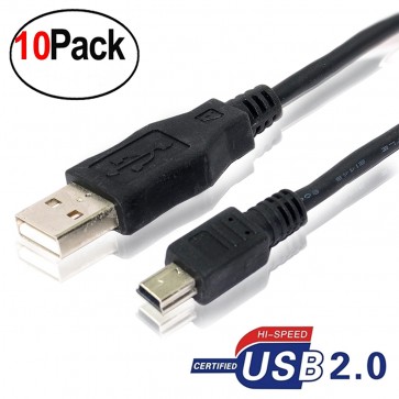 (10 Pack) USB 2.0 a to Mini 5 Pin B Cable for External Hdds/Camera/Card Readers - (1.5M) 4.5Feet