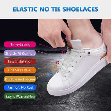 Storite No Tie Elastic Shoe Laces with magnetic buckles, Shoelaces for Kids, Adults and Elderly - Elastic Athletic Running Shoe Laces (1 Pair) - White