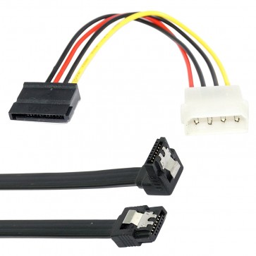 Storite Sata 3 Data cable with 90 Degree Latch + 4 Pin Molex to 15Pin SATA Power Cable