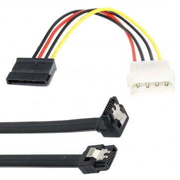 Storite Sata 3 Data cable with 90 Degree Latch + 4 Pin Molex to 15Pin SATA Power Cable (Combo)