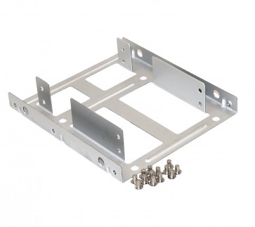 Storite Solid Steel SSD / HDD 2.5" to 3.5" Mounting Bracket / Kit (Silver Steel)