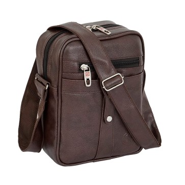 Storite Stylish PU Leather 9.7-inch Tablet Padded Sling Cross Body Travel Office Business Messenger One Side Bag for Men Women (25x20x7, Brown)