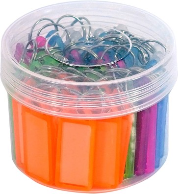 SNDIA Multicolor Keyring & Keychain with Name Tag Labels (PACK OF 50)