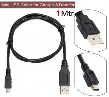 Storite USB 2.0 A to Mini 5 pin B Cable for External HDDS/Camera/Card Readers (100cm- 1M) - Black