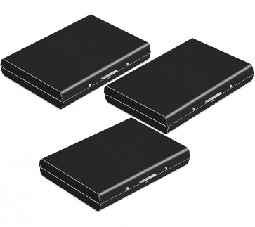 Storite 3 Pack 6 Slots Stainless Steel RFID Blocking Metal Credit Card Holder (Black)