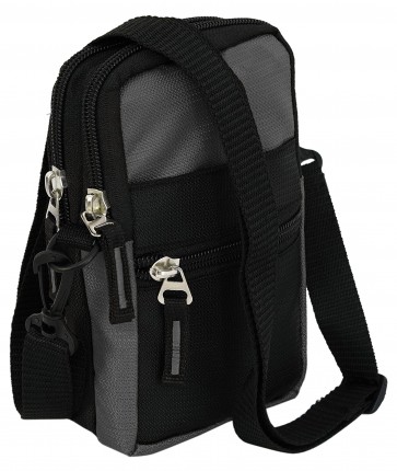 Storite Multiway Nylon Neck/Waist Pouch Sling Cross Body Travel Office Messenger Bag for Men & Women (16x9x5.5cm) – GreyBlack
