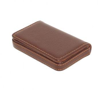 Wholesale Stylish Pocket Sized Stitched Leather Visiting Card Holder ( Coffee Brown)