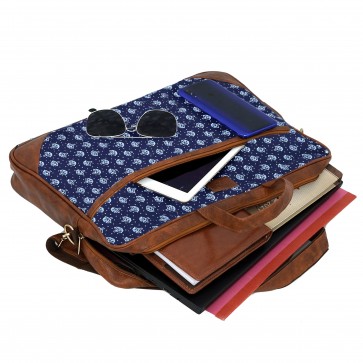 Storite Indian Fabric 15.6 Inch Laptop Shoulder Messenger Sling Office Business Travel Bag for Men & Women (40x6x29cm, Blue)